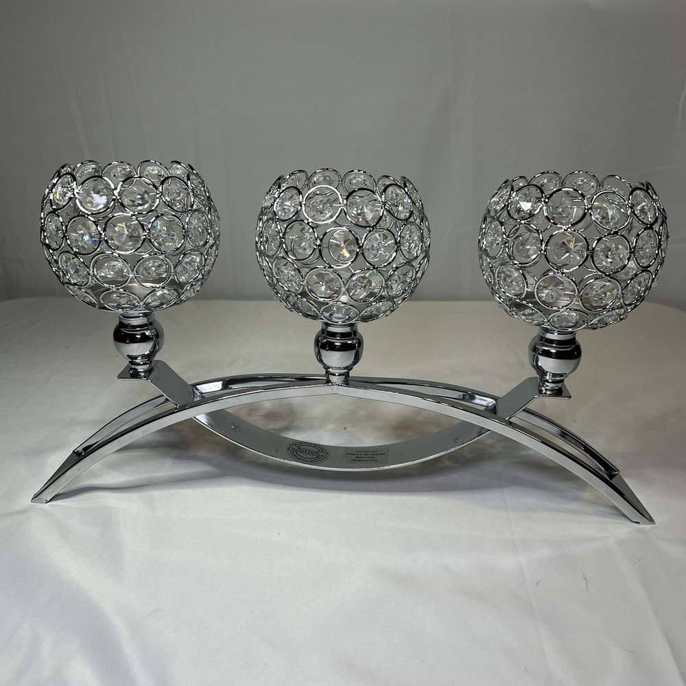 16" wide Metal Arch Bridge Beaded Globe Candle Holder Party‎ Home Decorations